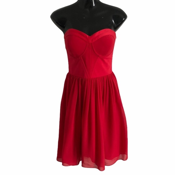 ERIN Anthropologie red dress strapless prom - Picture 13 of 13